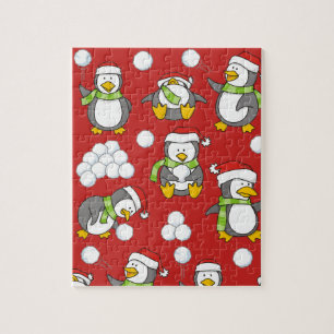 Puzzle Arrière - plan de pingouins de Noël
