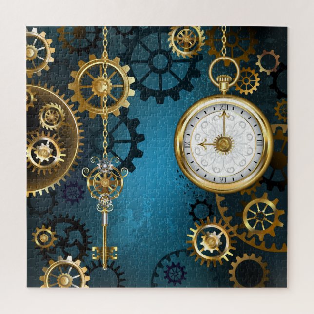 Puzzle Arrière - plan turquoise à vapeur avec Gears (Vertical)