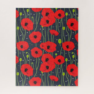 Puzzle Art à motif de coquelicots rouges modernes et vibr