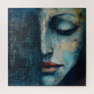 Puzzle Art abstrait femme bleue