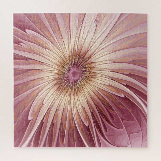 Puzzle Art Abstrait Fractal Fleur & Tons de Bourgogne (Vertical)
