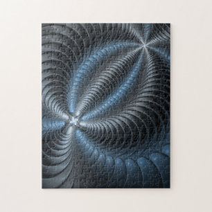 Puzzle Art abstrait moderne fractal bleu gris plastique 3