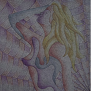 Puzzle art abstrait rose multicolore posant rétro unique