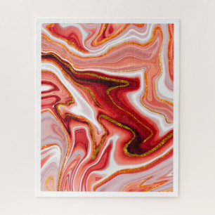 Puzzle Art abstrait rouge et or vibrant