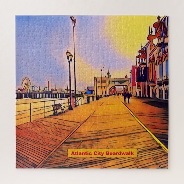 Puzzle Art de bruit de promenade de plage d'Atlantic City (Vertical)