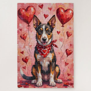Puzzle Art de chien Australian Kelpie Saint-Valentin avec