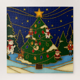 Puzzle Art de cloisonné Forêt fantaisiste Noël classique 