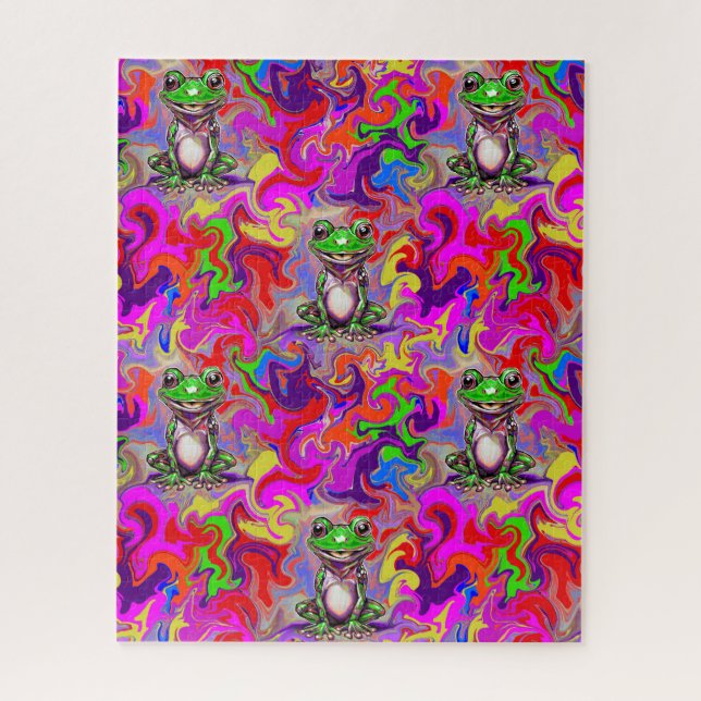 Puzzle Art de graffiti grenouilles psychédéliques coloré  (Vertical)