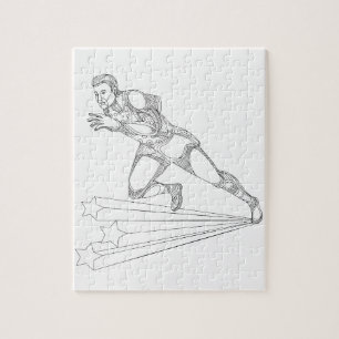 Puzzle Art de griffonnage de fonctionnement d'athlète