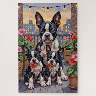 Puzzle Art de jardin sur toit de Terrier de Boston