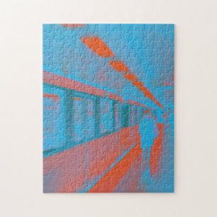 Puzzle Art de la femme parisienne dans le métro en bleu o