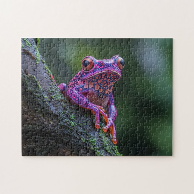Puzzle Art de la grenouille à arbre rose et pourpre (Horizontal)