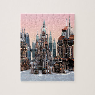 Puzzle Art de la skyline de ville futuriste pastel fantas