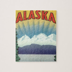 Puzzle Art de l'affiche de voyage vintage en Alaska, pays