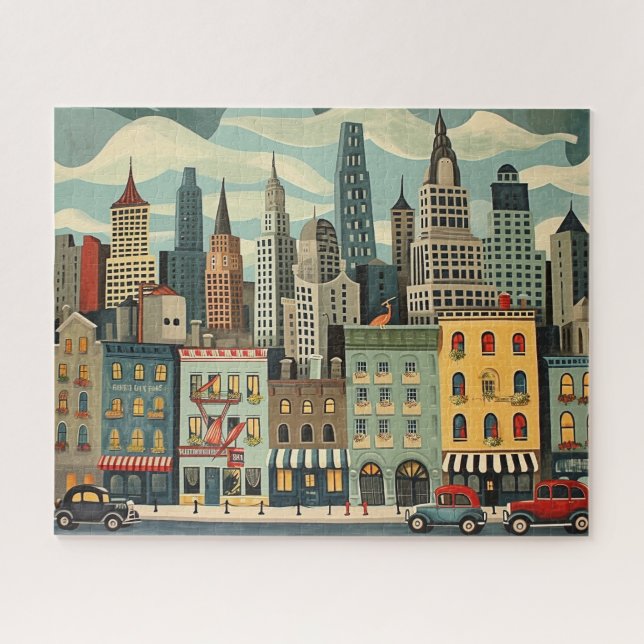 Puzzle Art de rue Retro City (Horizontal)