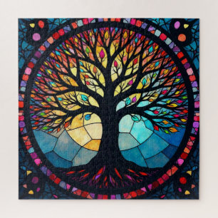 Puzzle Art de verre coloré, Arbre de Vie en verre coloré