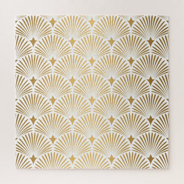 Puzzle Art Déco : Elégance Gold-White. (Vertical)