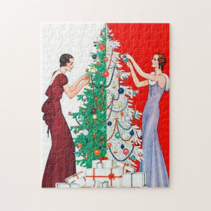 Puzzle Art déco retro dames vintage Noël