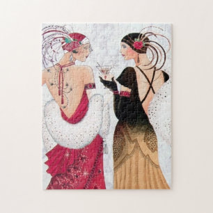 Puzzle Art déco retro dames vintage Noël