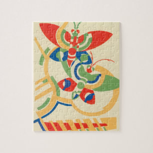 Puzzle Art Déco vintage jazz pochoir jardin papillons