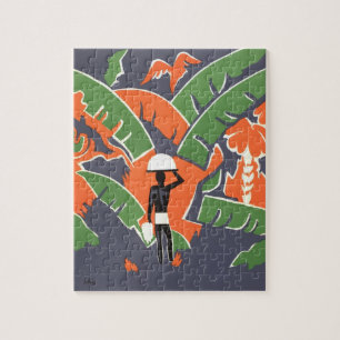 Puzzle Art Déco Vintage Voyage, Autochtone dans la Jungle