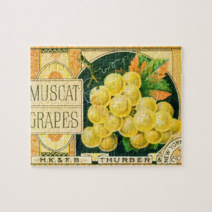 Puzzle Art d'étiquette de caisse de fruits vintage, raisi