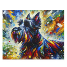 Art en acrylique du Terrier Écossais : Scottie noi