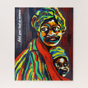 Puzzle Art éthique coloré, mère et enfant africains,