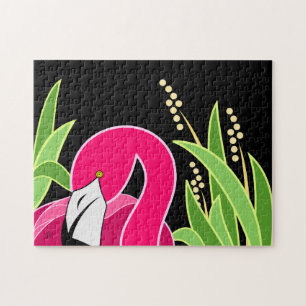 Puzzle Art Flamant rose rose Abstrait