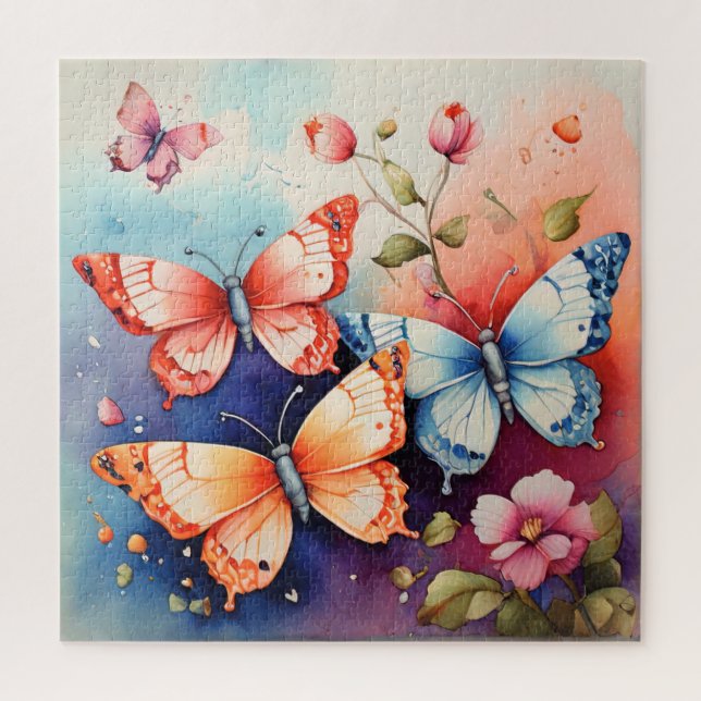Puzzle Art floral et papillon Imprimer Chic (Vertical)