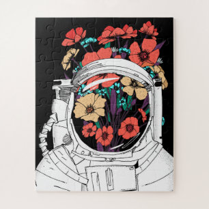 Puzzle Art floral spatial astronaute