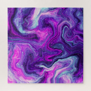 Puzzle Art fluide en marbre rose, bleu, violet