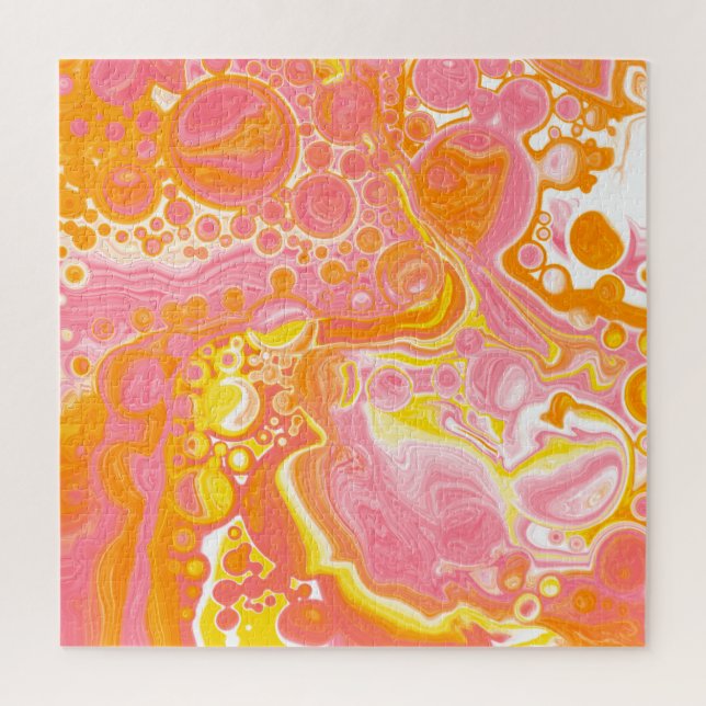 Puzzle Art fluide rose et orange (Vertical)