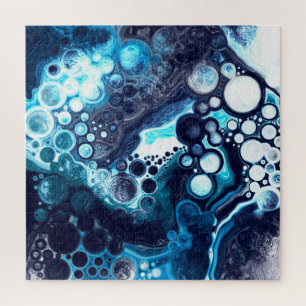 Puzzle Art fluides bleu et Marbre blanc 