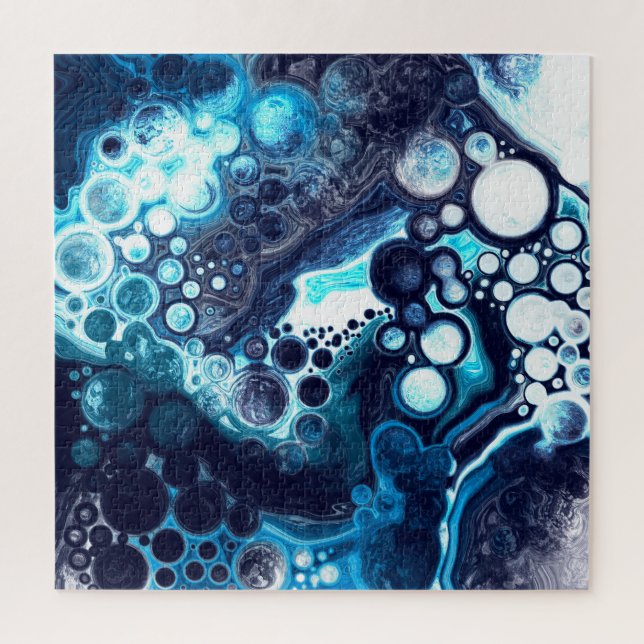 Puzzle Art fluides bleu et Marbre blanc  (Vertical)