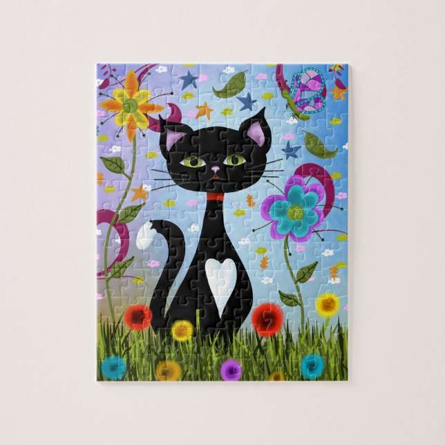 Puzzle Art folklorique Abstrait : Charming Black and Whit (Vertical)