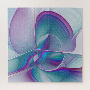 Puzzle Art Fractal Abstrait rose bleu turquoise