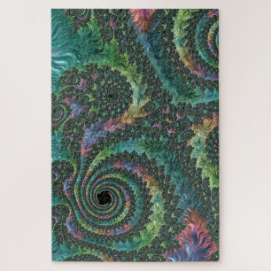 Puzzle Art fractal coloré aux tons de bijoux psychédéliqu