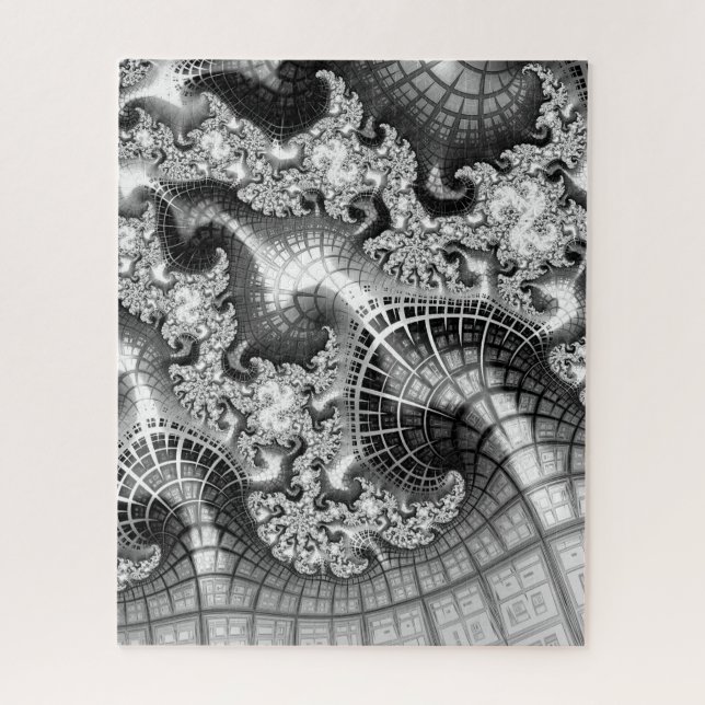 Puzzle Art fractal noir et blanc impossible (Vertical)