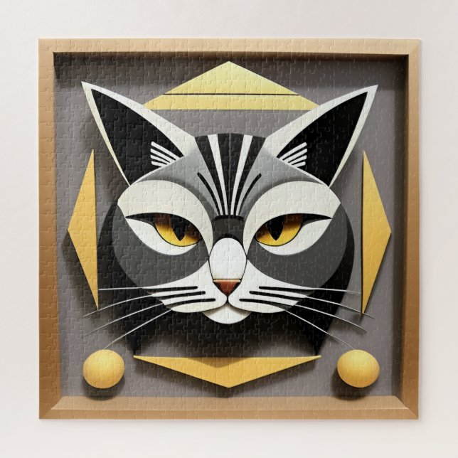 Puzzle Art géométrique d'un design abstrait de chat styli (Vertical)
