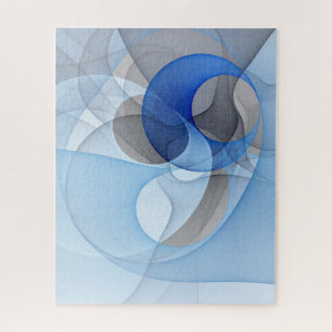 Puzzle Art graphique fractal abstrait bleu gris moderne