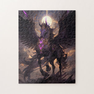 Puzzle Art Imaginaire noir violet Unicorne