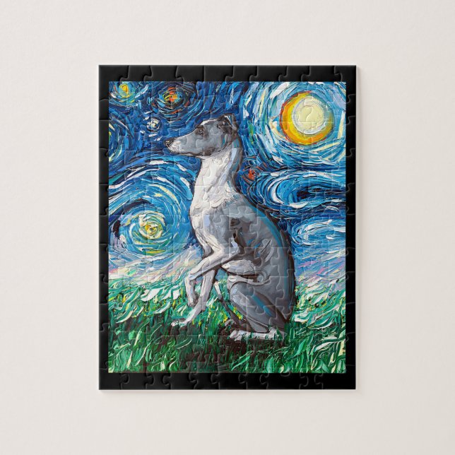 Puzzle Art italien Greyhound Starry Night Whippet Chien (Vertical)