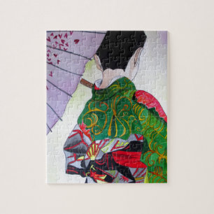 Puzzle Art japonais de geisha avec le kimono et le