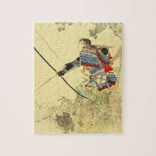 Puzzle Art japonais - un samouraï avec un arc et des