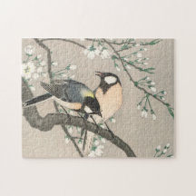 Art japonais vintage : oiseaux sur une branche de 