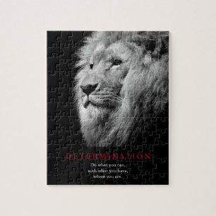 Puzzle Art Lion de détermination motivationnelle noir et