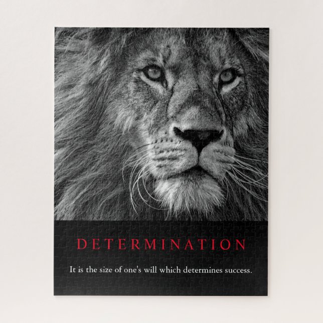 Puzzle Art Lion de détermination motivationnelle noir et  (Vertical)