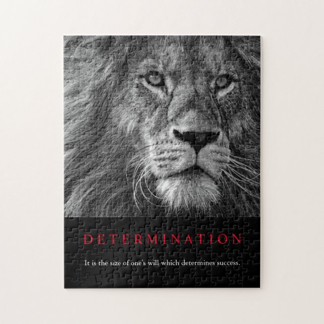 Puzzle Art Lion de détermination motivationnelle noir et  (Vertical)