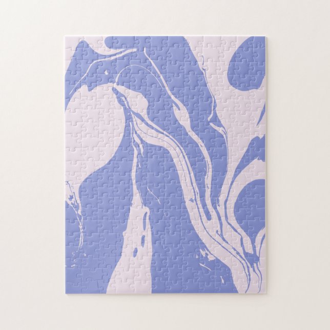 Puzzle Art marbré Abstrait en lavande et rose vif (Vertical)